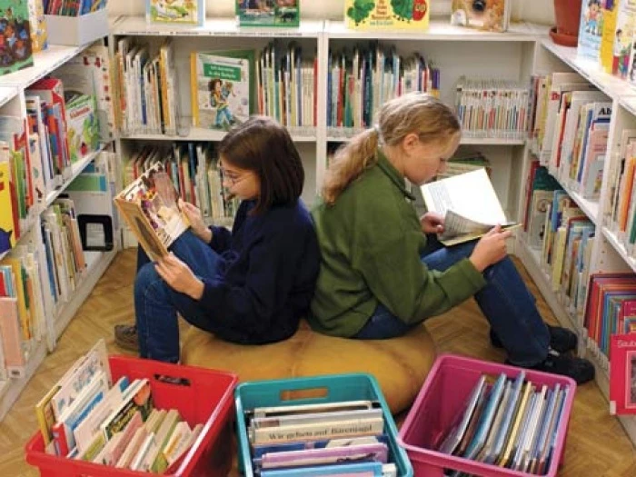 children in a library
