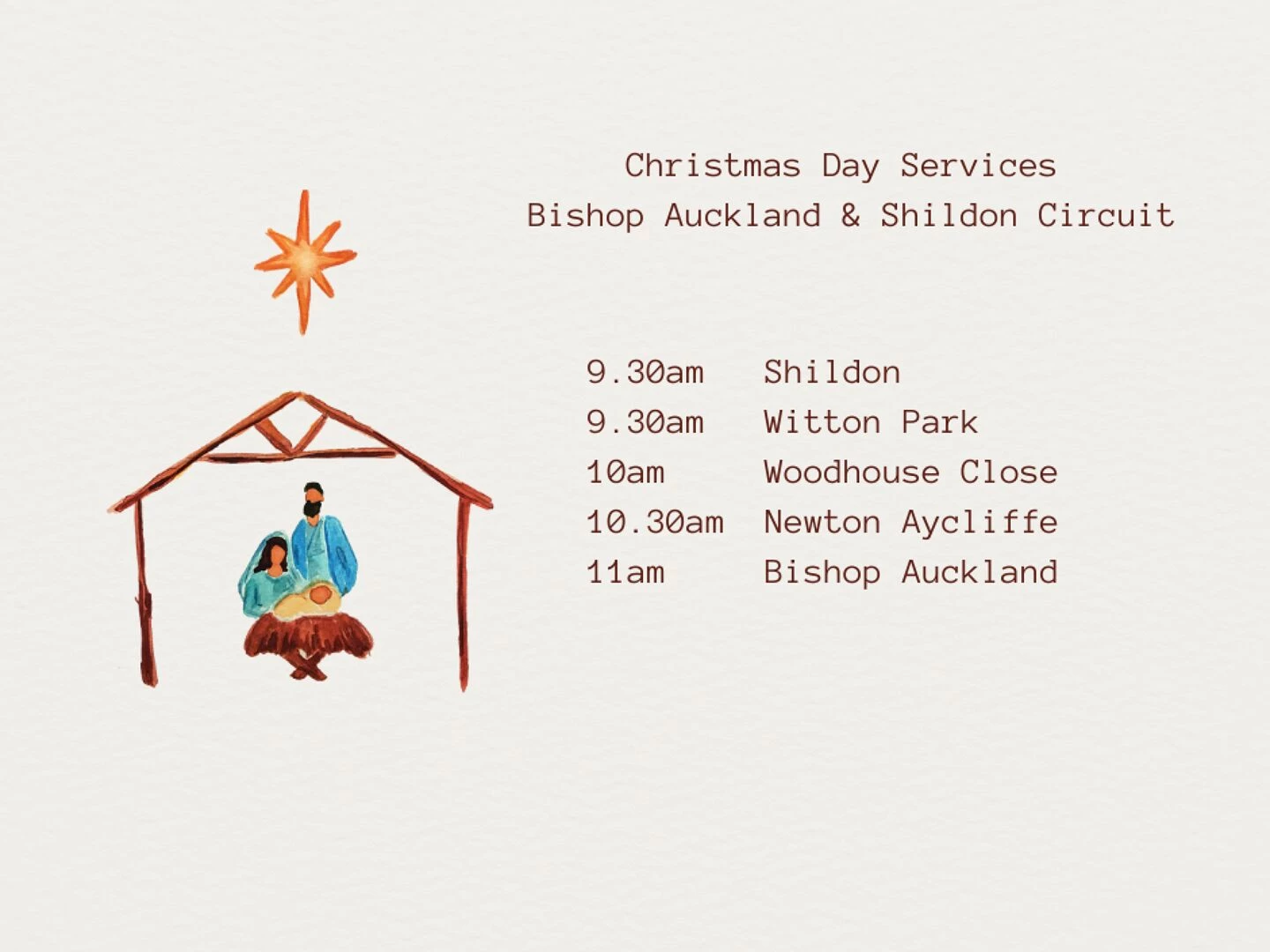 christmas day services 2024   bishop auckland amp s