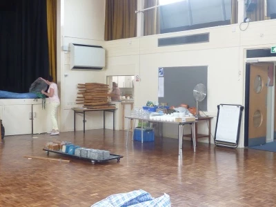 community centre hall during clearout
