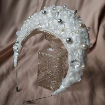 crystal and pearl beaded bridal headband