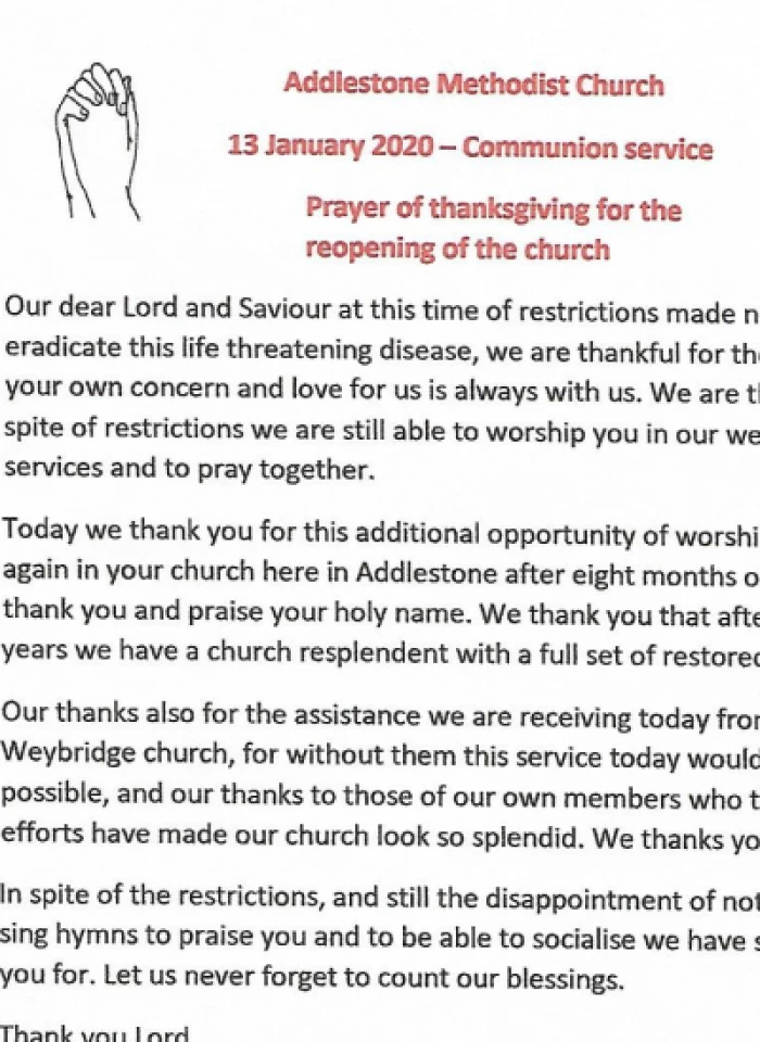 dec 2020 reopening for a church service