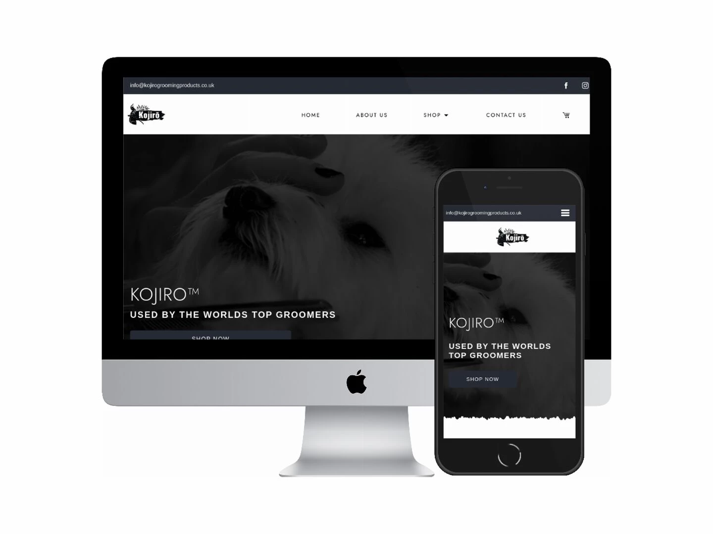 desktop and mobile screenshots of the kojiro website