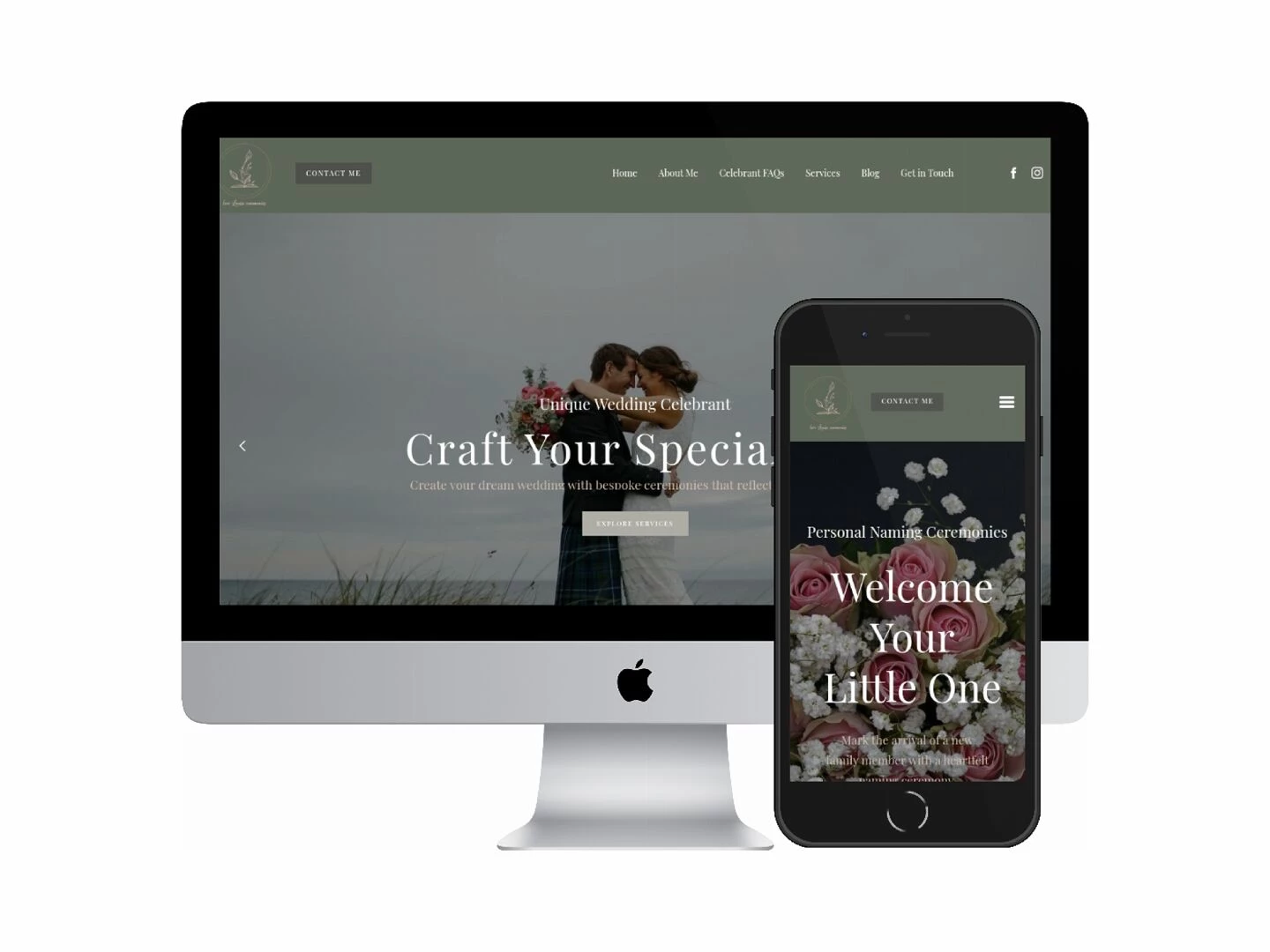 desktop and mobile screenshots of the love louise ceremonies website