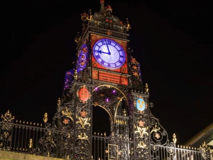 eastgate clock purple flag 2024