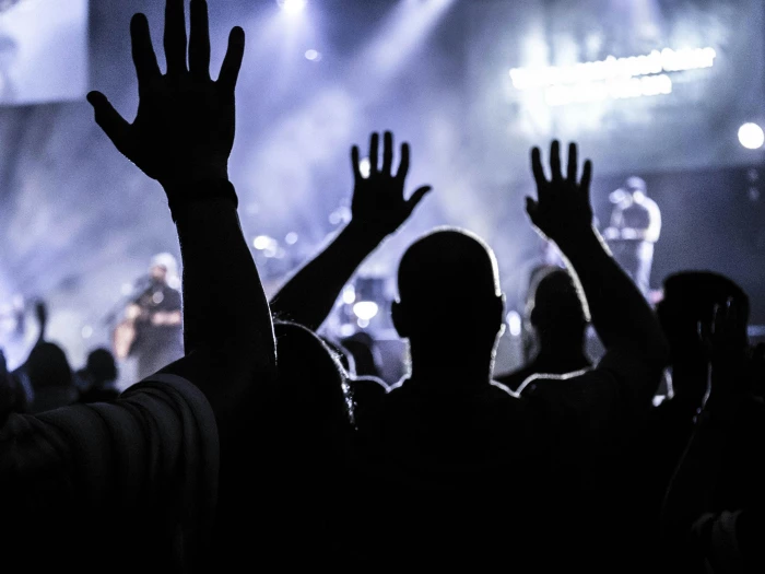 group of people raising hands silhouette photography