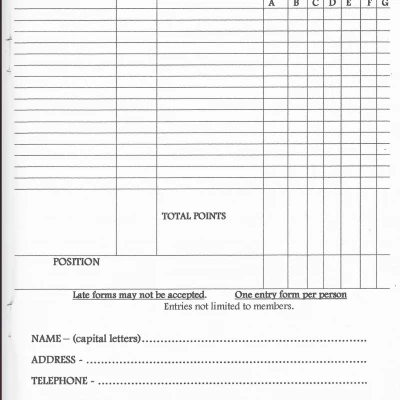 horticultural show entry form