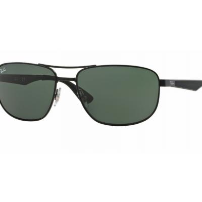 Ray-Ban RB3528 Sunglasses In Matte Black With Green Lenses