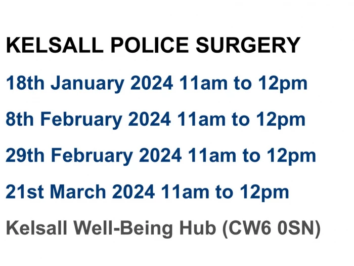 kelsall police surgery january 2024
