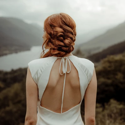 keyhole back detail tie neck crepe and satin p