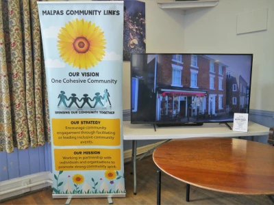 large screen tv loaned by barlows
