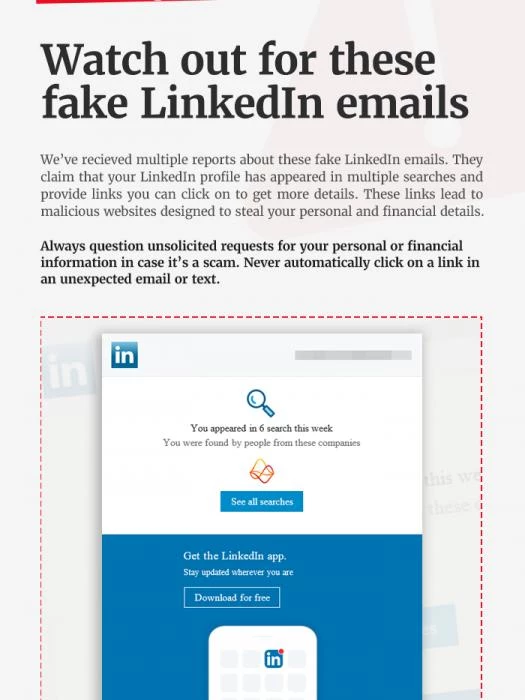 linkedin phishing alert