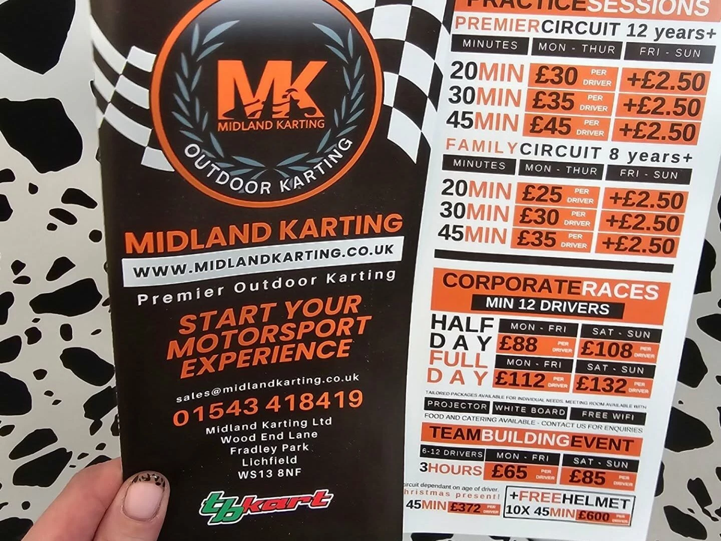 midland karting leaflets a4 folded 6pp to dl roll