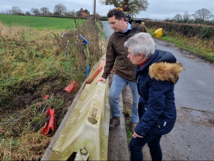 mp edward timpson and road barriers