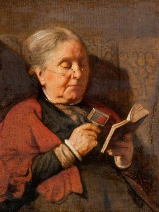 old woman reading