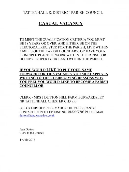 parish council vacancy notice