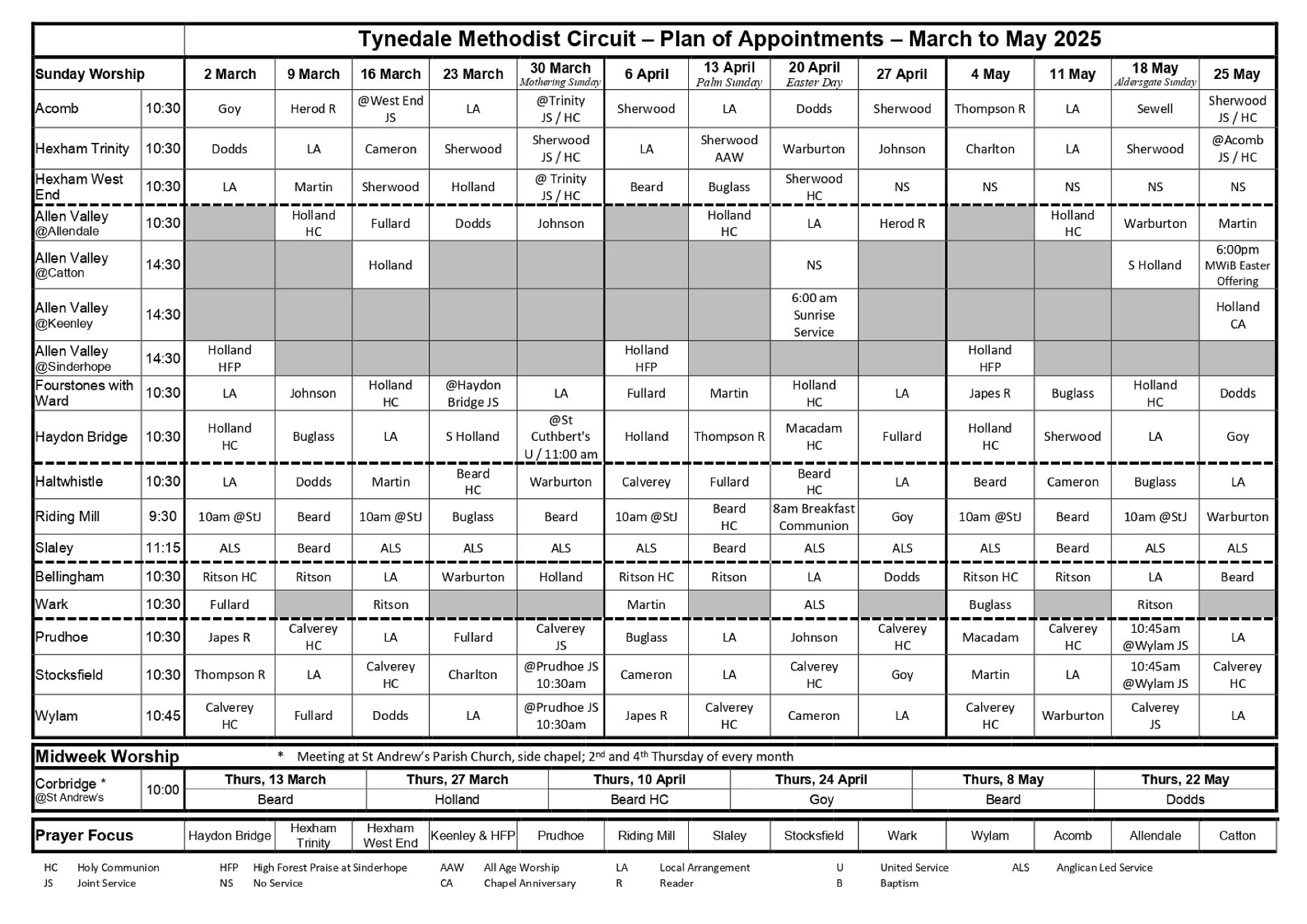 plan  march to may 2025