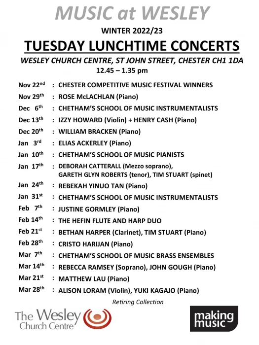 poster lunchtime concerts winter 2022