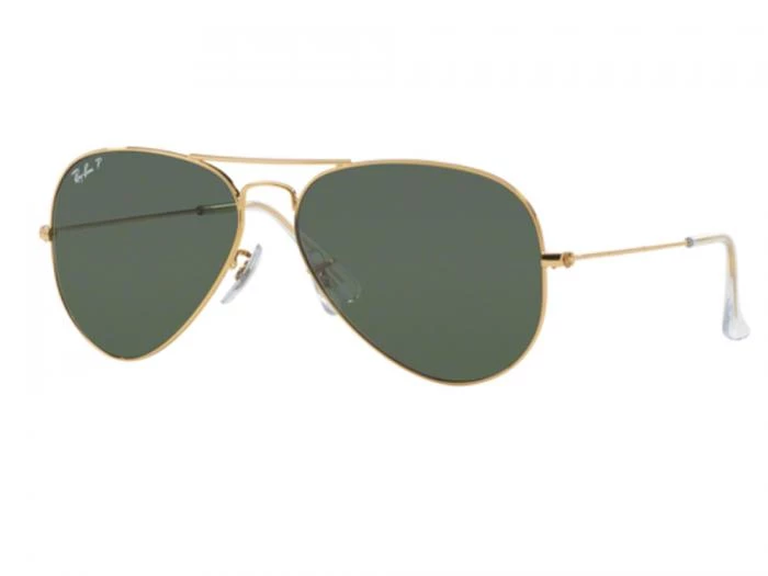 rayban aviator in gold with polarised crystal green lenses rb3025 00158