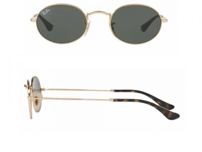 rayban oval flat gold with green crystal lenses