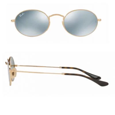 rb3547n 00130shot 2 rayban oval flat in gold with grey flash crystal lenses