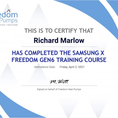 richard marlow freedom gen6 training certificate