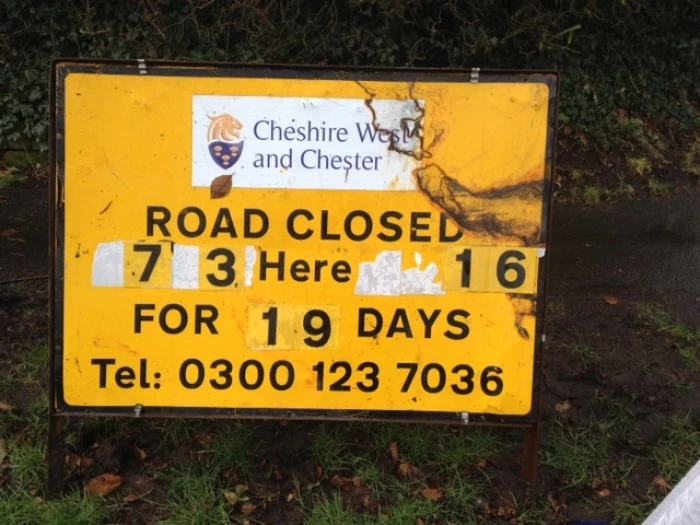 road closure sign