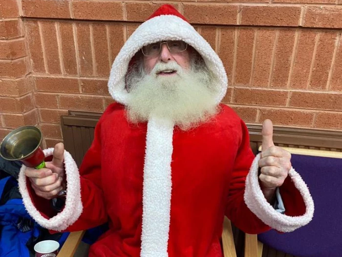 santa at tarvin christmas market 2021