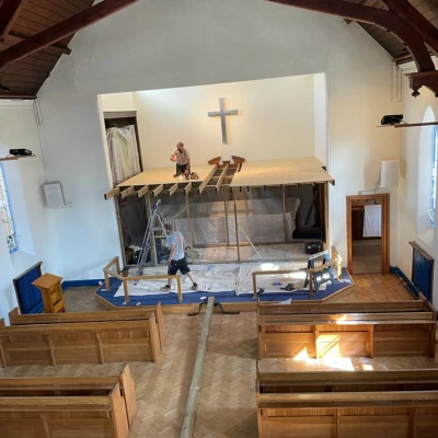 scaffolding over choir stalls 2