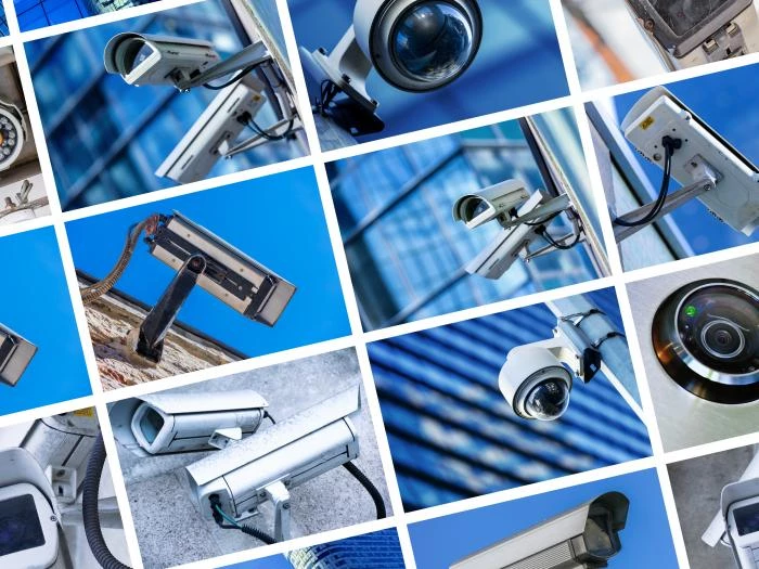 security camera and urban video collage