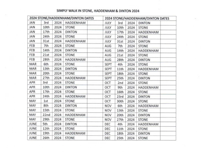 simply walk schedule 2024