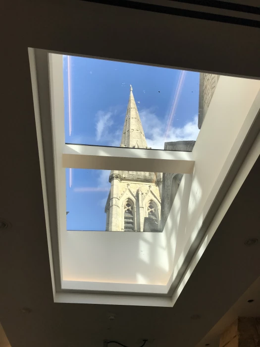 spire through skylights