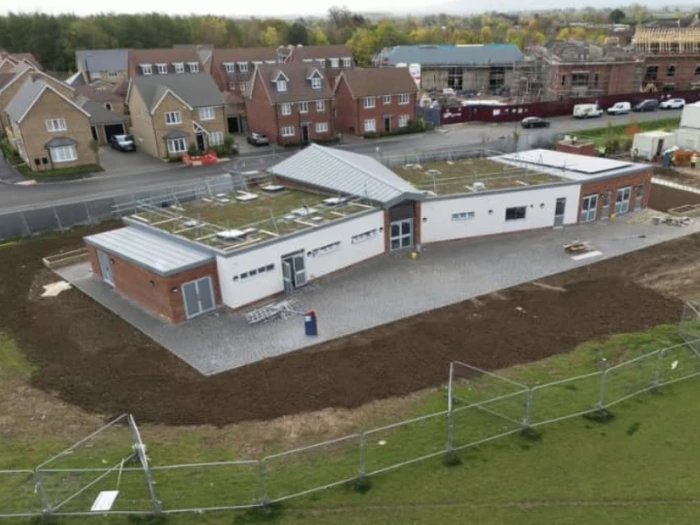 sports pavilion aerial view
