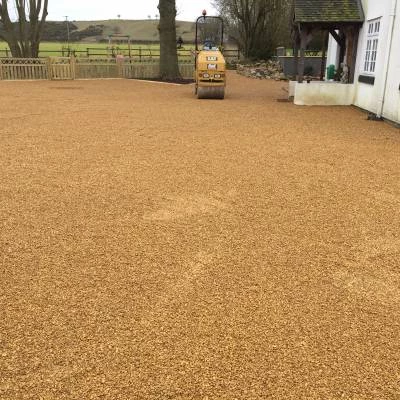 stone surfacing with roller