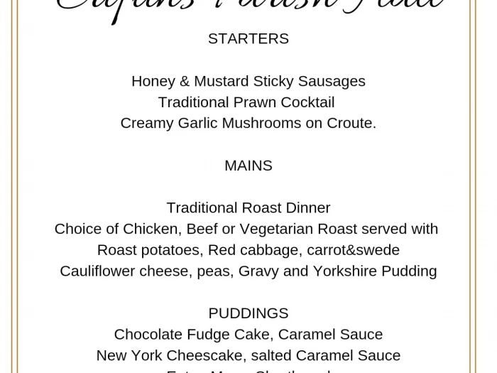 sunday lunch menu