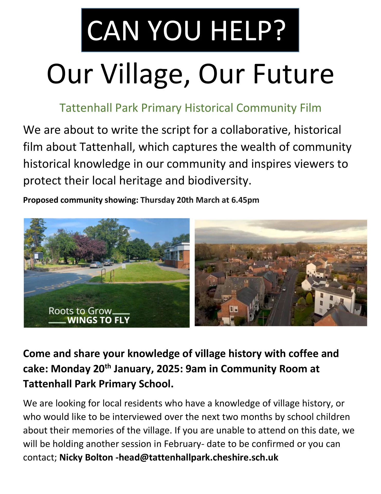 tattenhall school our village our future flyer  1