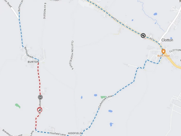 temporary road closure  burton road duddon