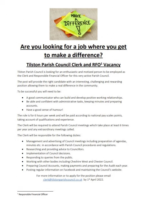 tilston pcc vacancy