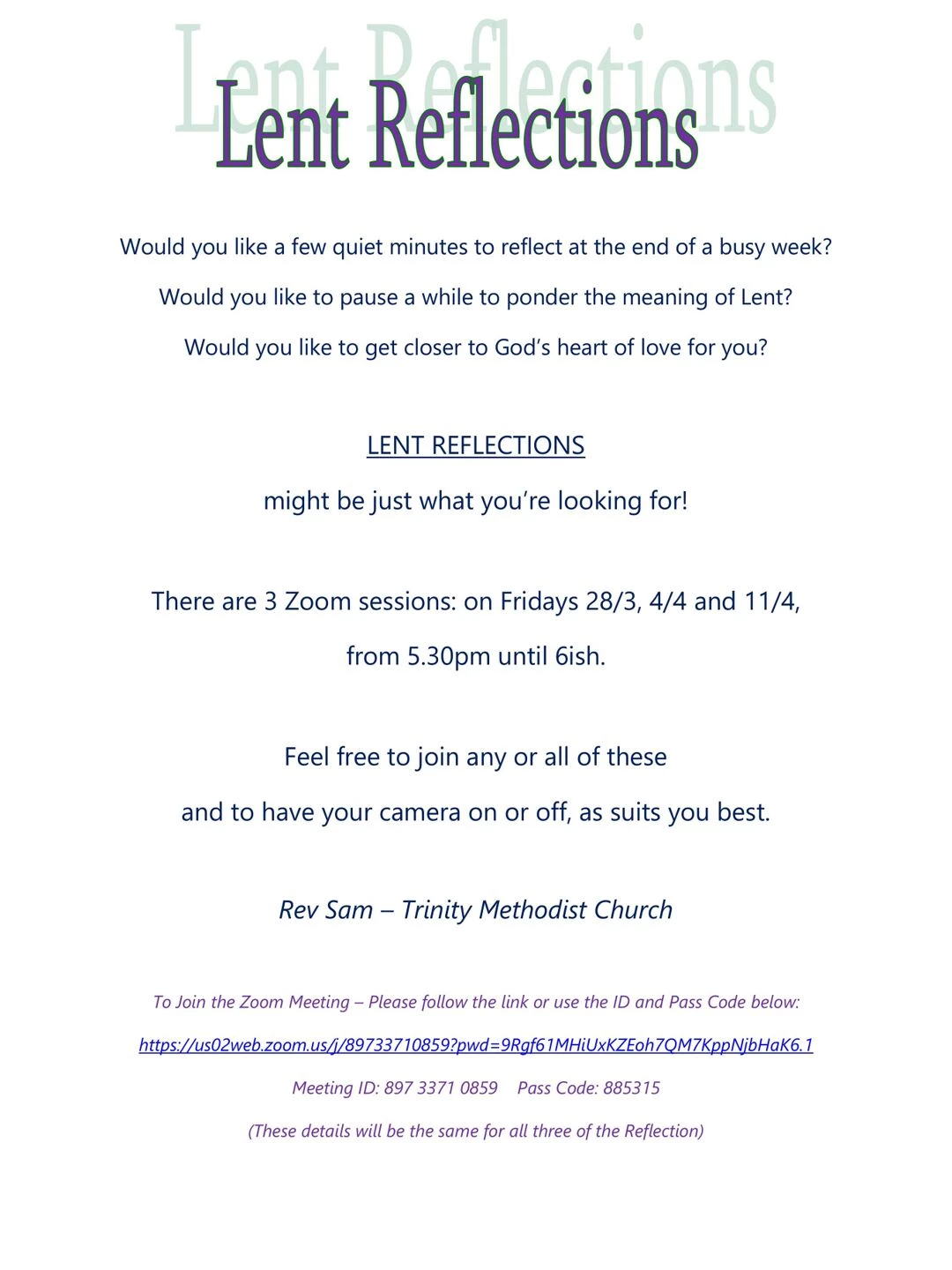 trinity lent reflections 2025