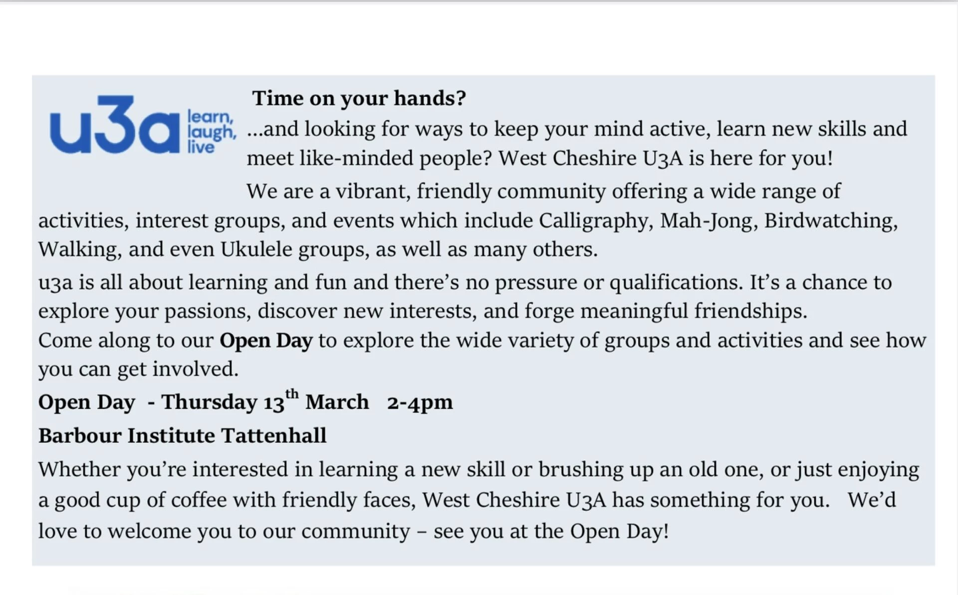u3a open day