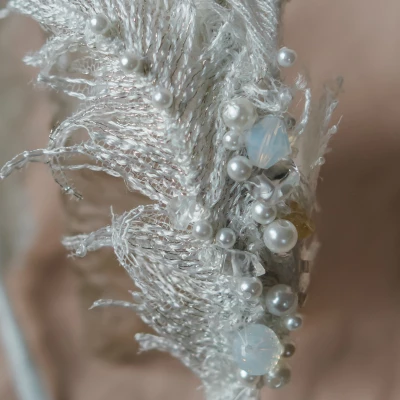 wren beaded feather bridal headband detail p